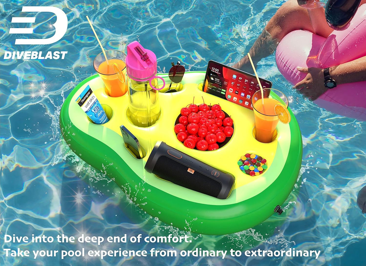 Premium Floating Drink Holder for Pool, Hot Tub Accessories for Adults - Holds Up to 50 LBS - Fun Swimming Pool Accessories for Adults, Cool and Unique Drink Floaties