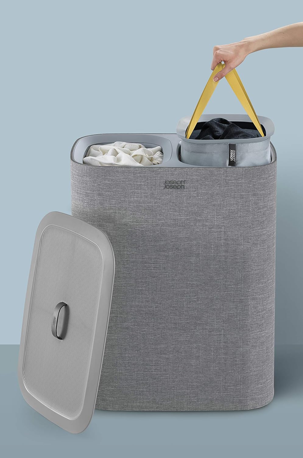 Cesta de Ropa Doble Compartimento con Bolsas Removibles