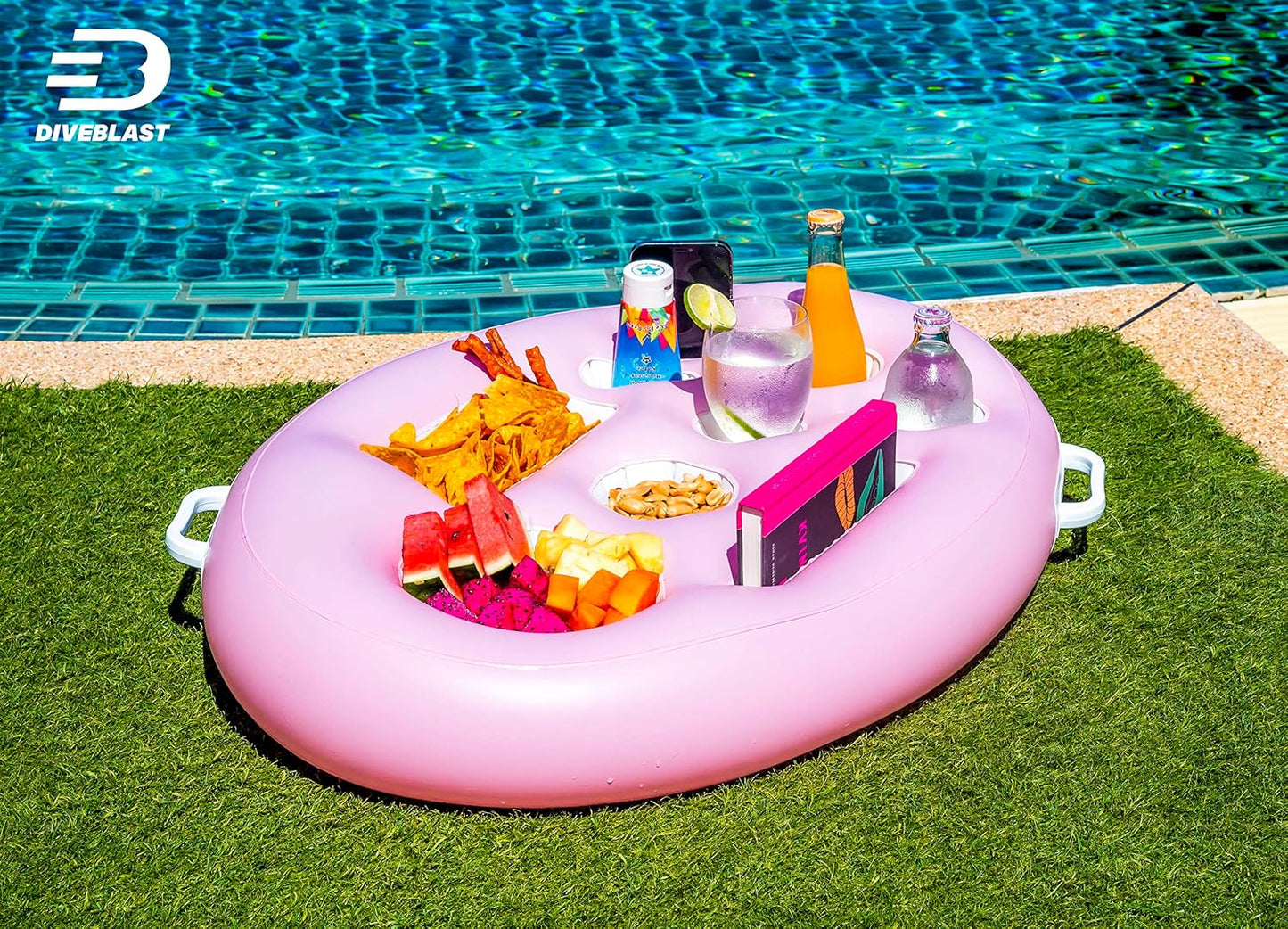Premium Floating Drink Holder for Pool, Hot Tub Accessories for Adults - Holds Up to 50 LBS - Fun Swimming Pool Accessories for Adults, Cool and Unique Drink Floaties