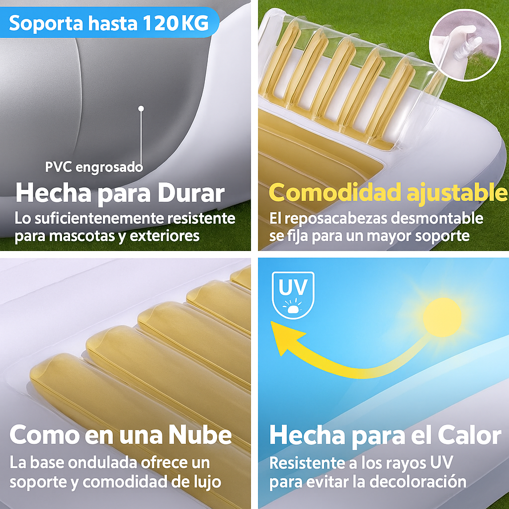 Cama flotante Sol Deluxe – Tu oasis flotante para el verano