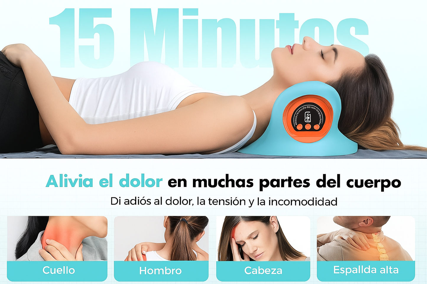 Masajeador de cuello portátil con tecnología de tejido profundo + calor + vibración