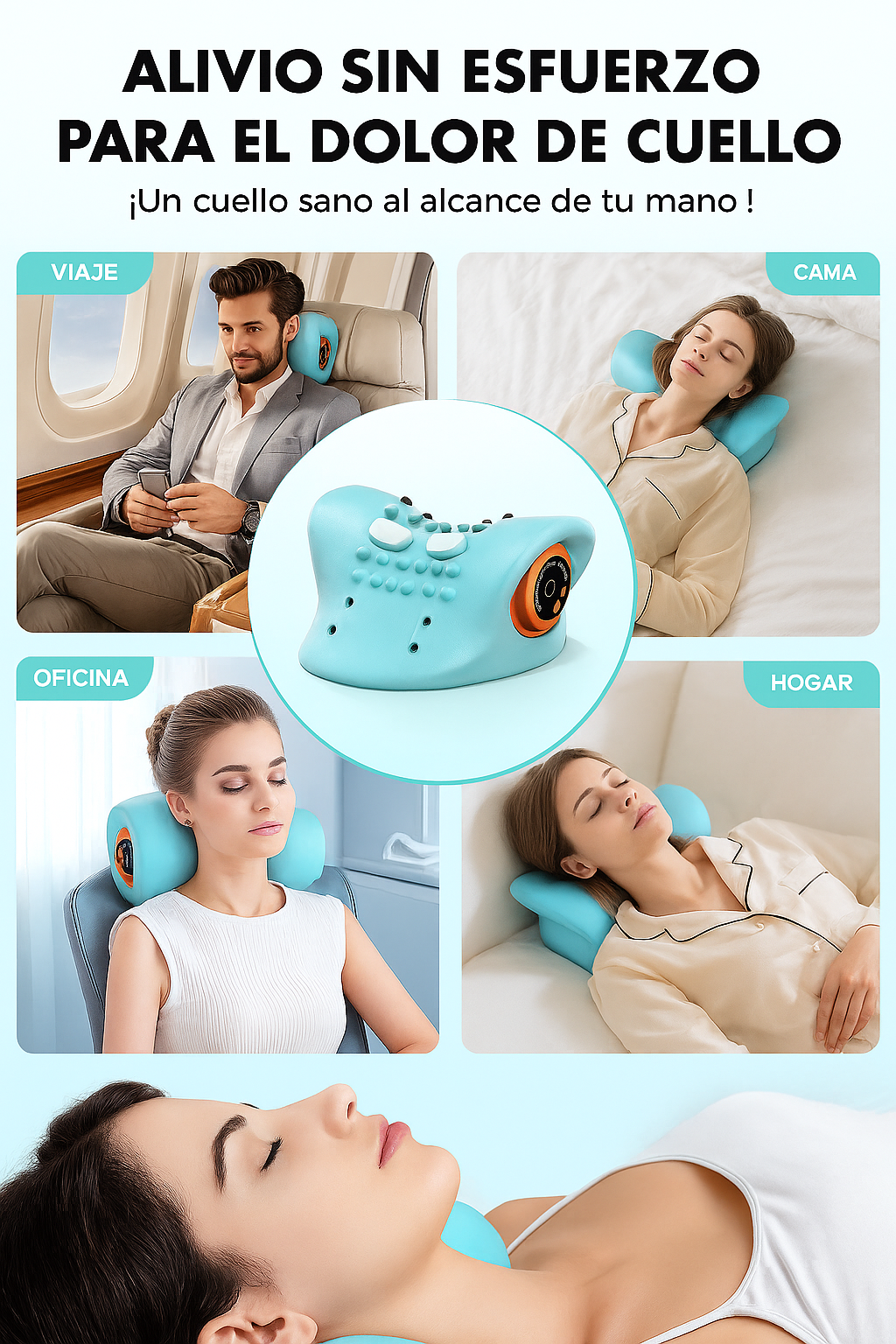 Masajeador de cuello portátil con tecnología de tejido profundo + calor + vibración