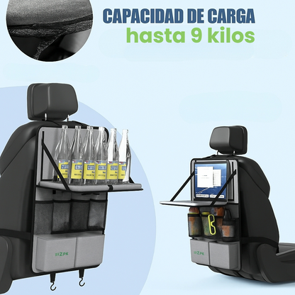 Organizador plegable para asiento trasero de coche con mesa multifunción