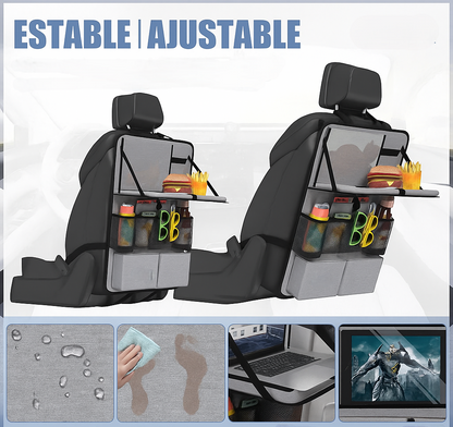 Organizador plegable para asiento trasero de coche con mesa multifunción