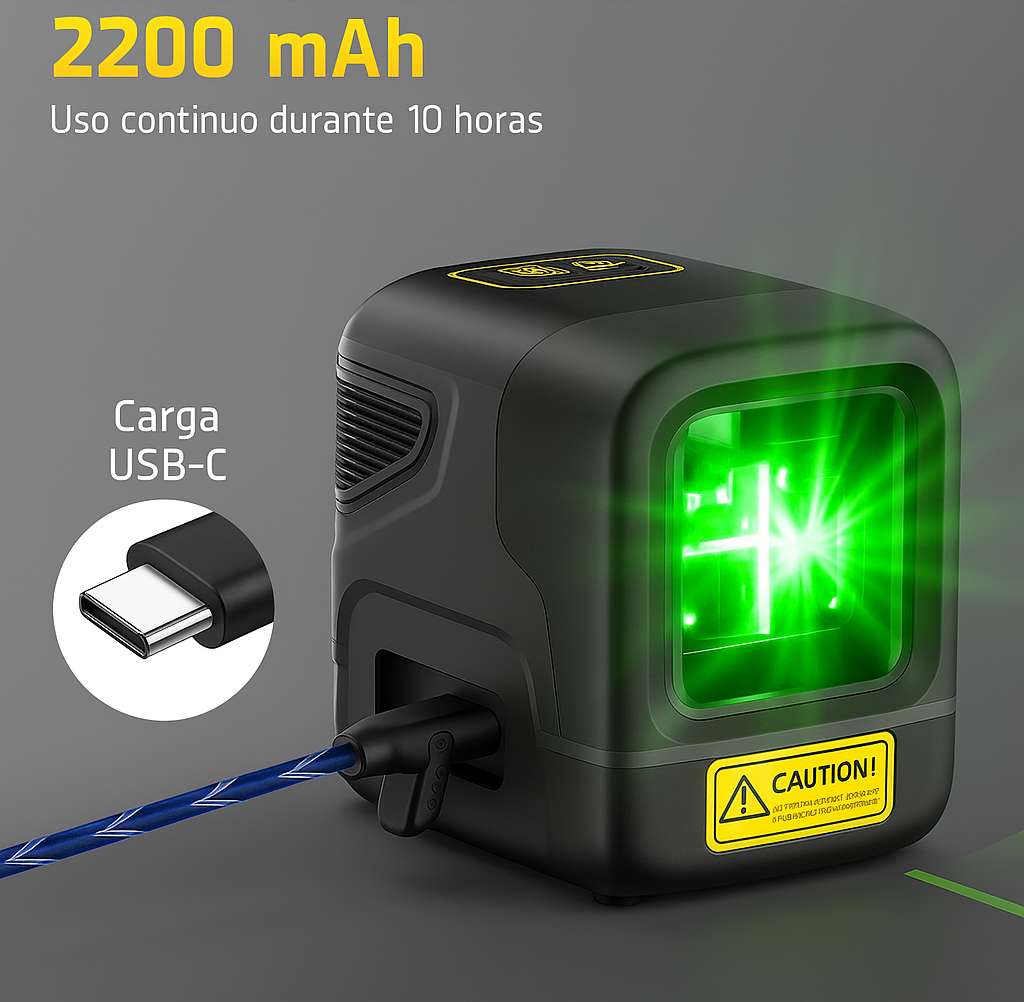Nivel laser Verde de Bolsillo autonivelante, recargable y giratorio