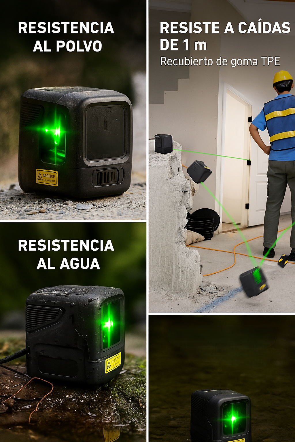 Nivel laser Verde de Bolsillo autonivelante, recargable y giratorio