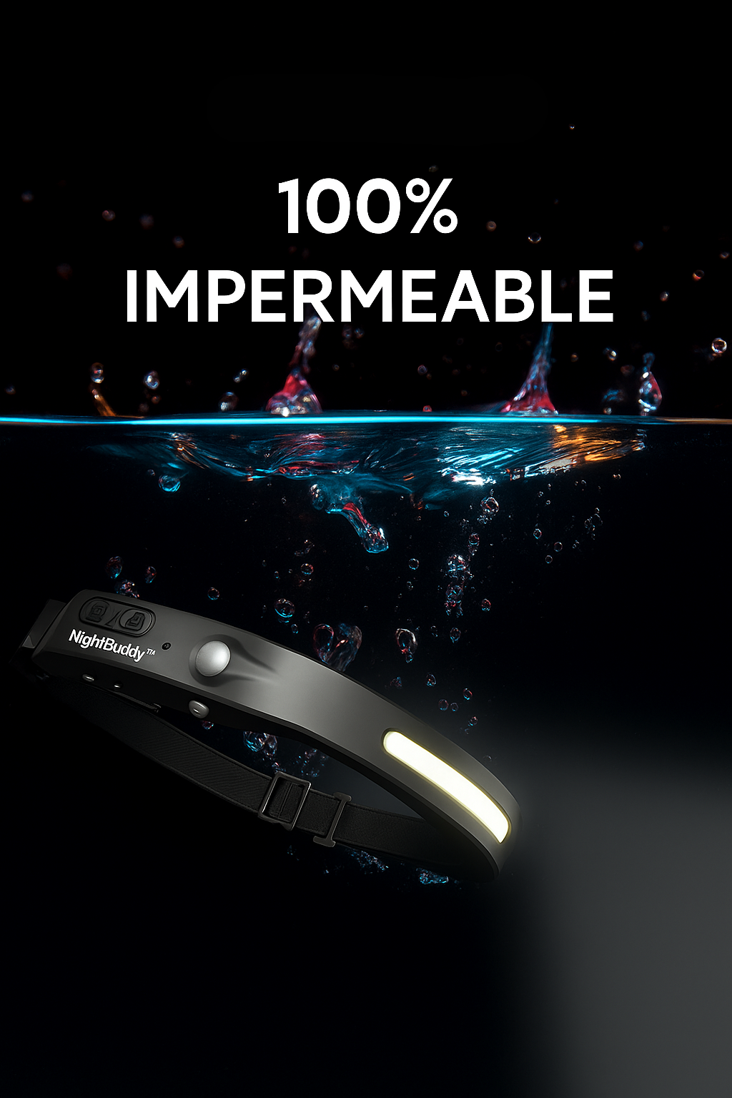 Linterna frontal LED recargable con modos múltiples e impermeabilidad IPX7