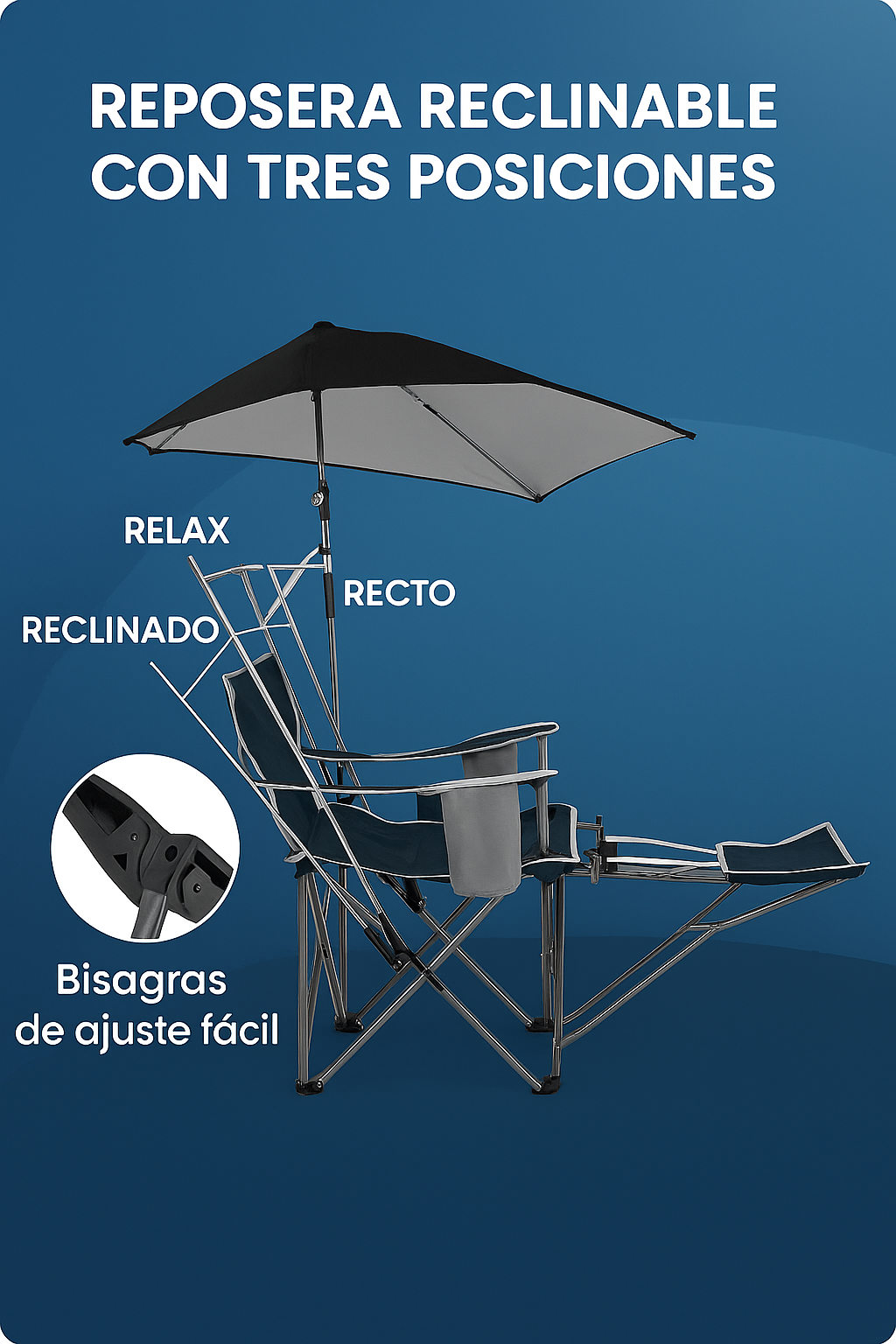 Silla de Playa con Parasol Relax Total - Todo en uno