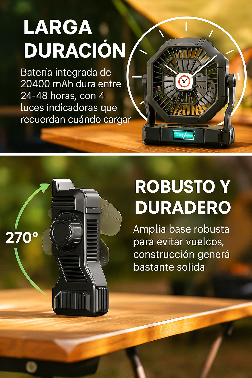 Ventilador Portátil Recargable de Camping