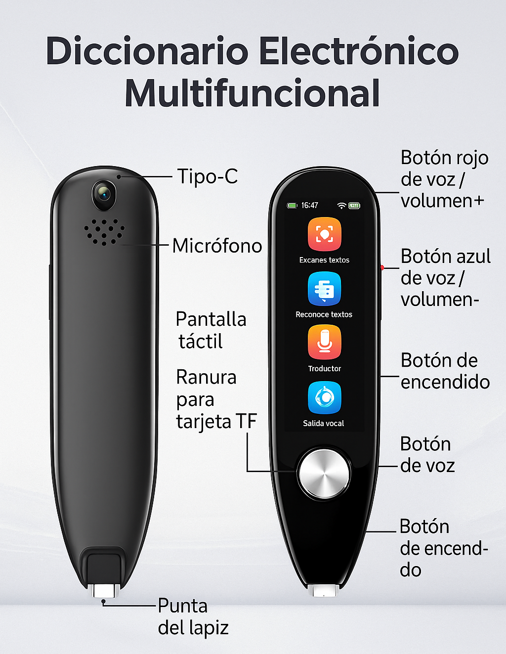 Bolígrafo Lector Inteligente con Traducción y Voz