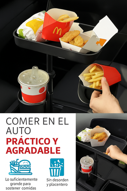 Bandeja de Comida Giratoria con Portavasos para Coche