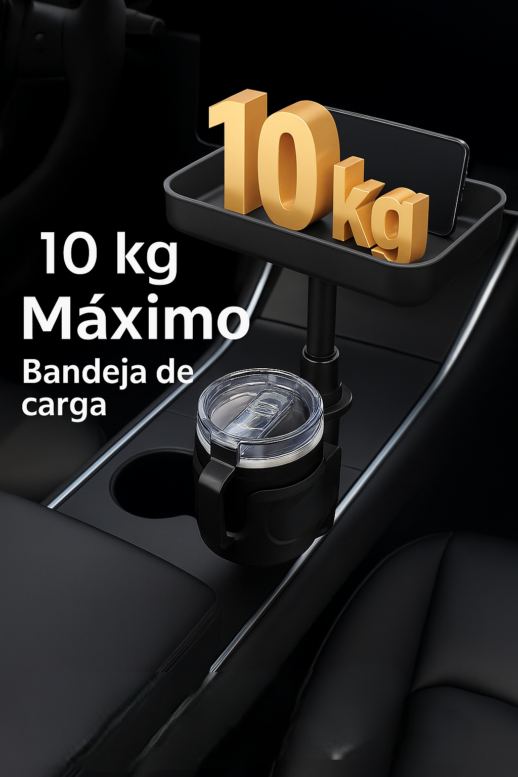 Bandeja de Comida Giratoria con Portavasos para Coche