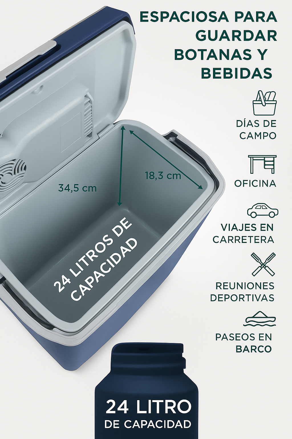 Nevera eléctrica portátil con función de calor y frío para coche y hogar