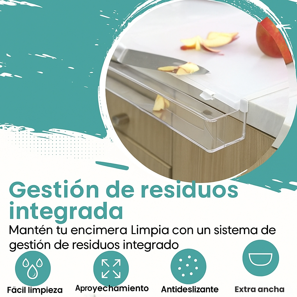 Tabla de Cortar XL Acrílica con Contenedor de Residuos