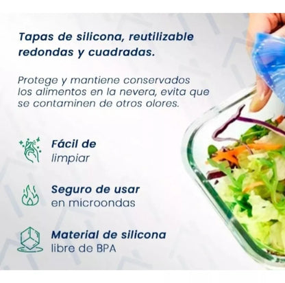 Juego de 6 Tapas de Silicona Adaptables