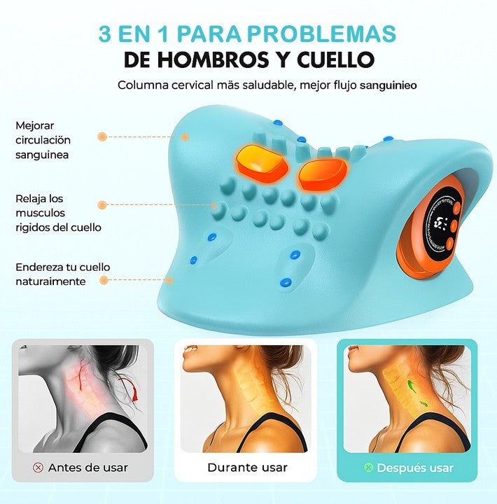 Masajeador de cuello portátil con tecnología de tejido profundo + calor + vibración