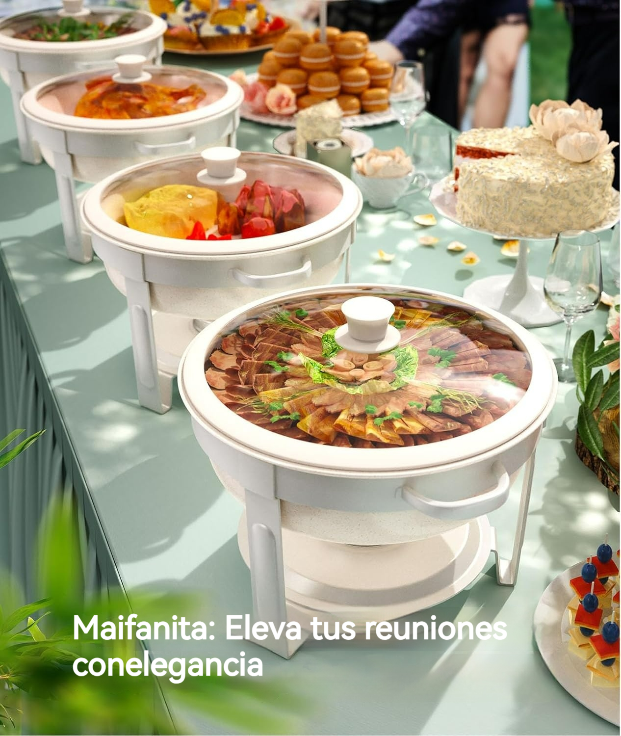 Platos calentadores con revestimiento de maifanita y diseño ecológico elegante x4