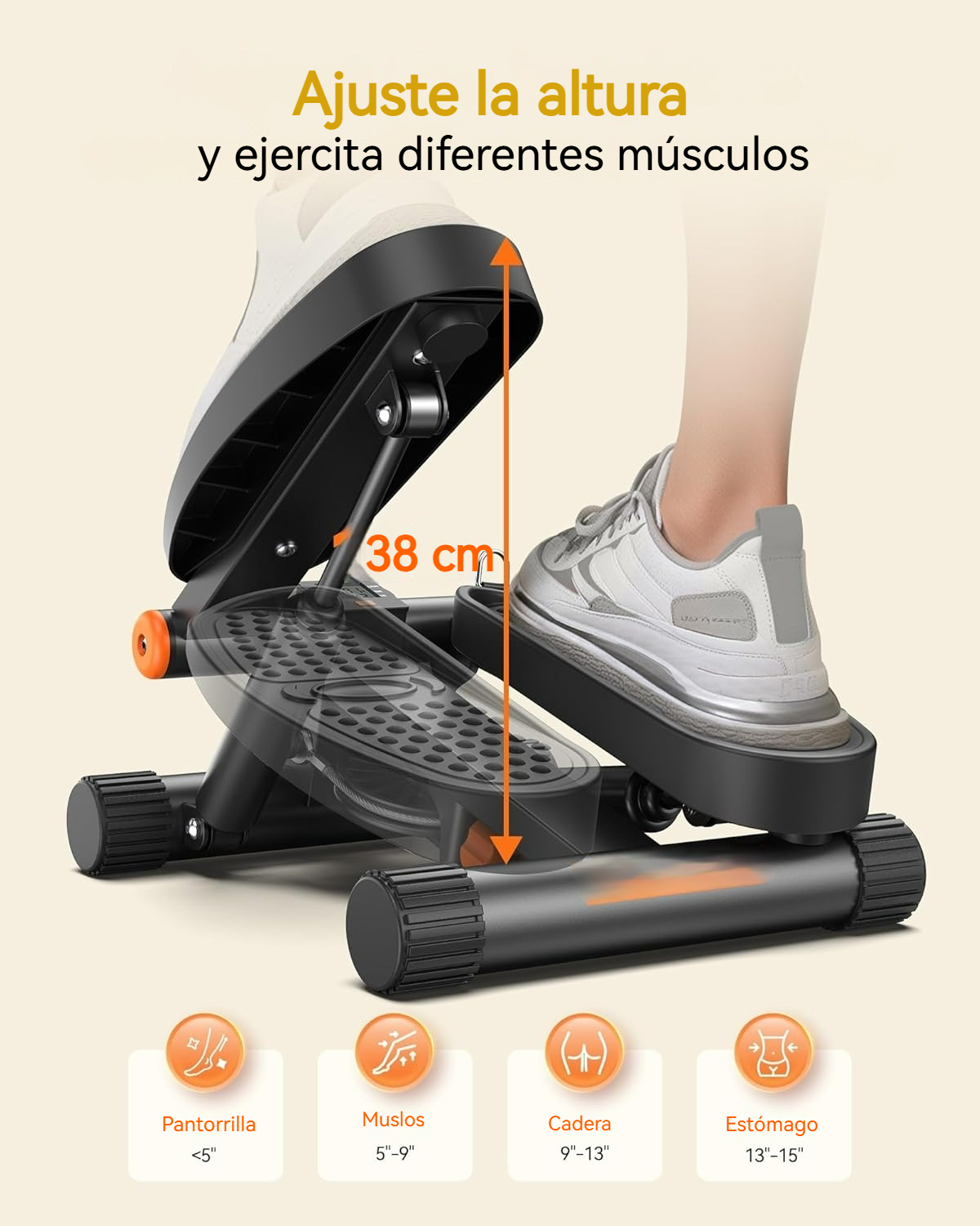 Stepper de entrenamiento compacto con bandas y pantalla LCD