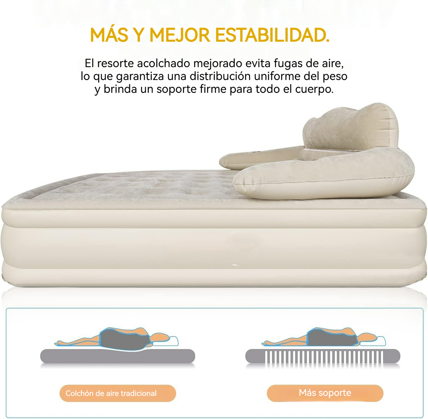 Colchón inflable con cabecera ergonómica y bomba inalámbrica