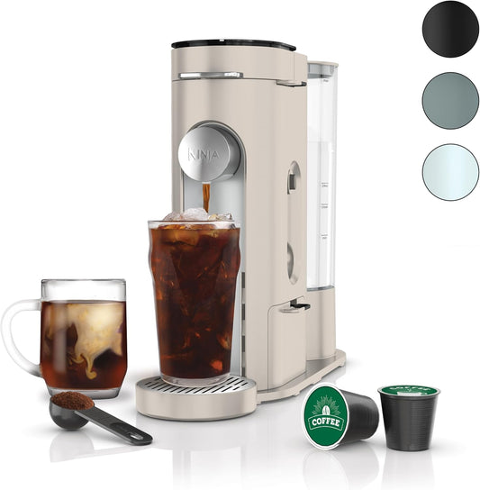 Cafetera compacta para cápsulas o molidos con modos Classic, Rich y Over Ice