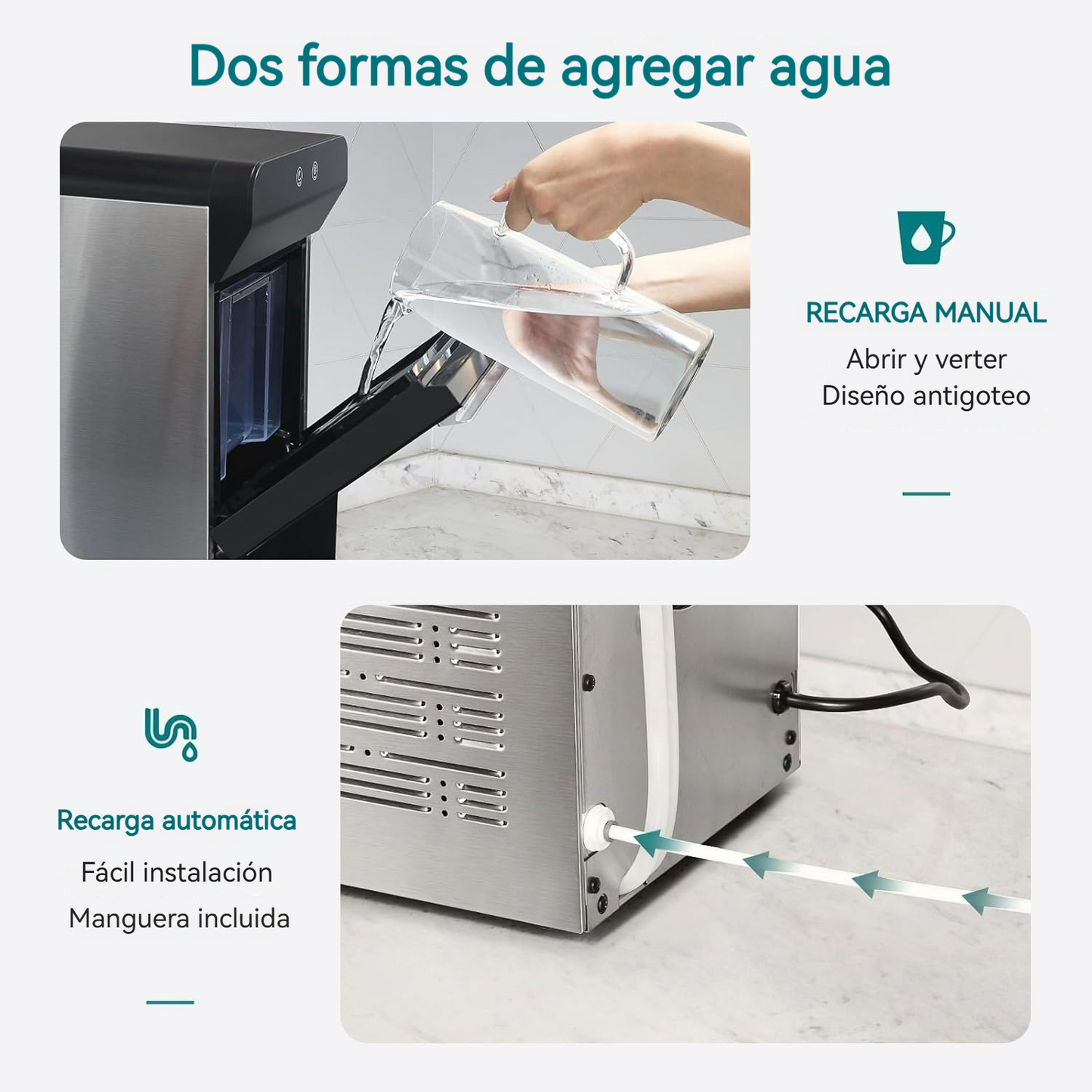 Máquina de hielo para encimera con autolimpieza