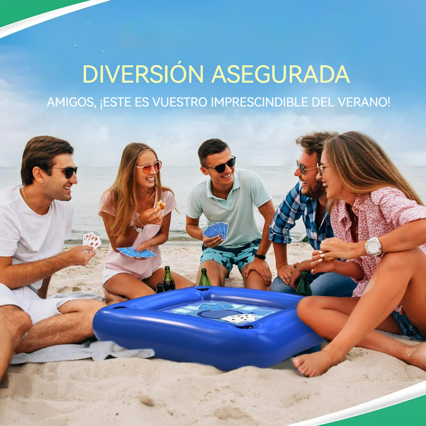 Mesa flotante multiuso con cartas impermeables y portavasos