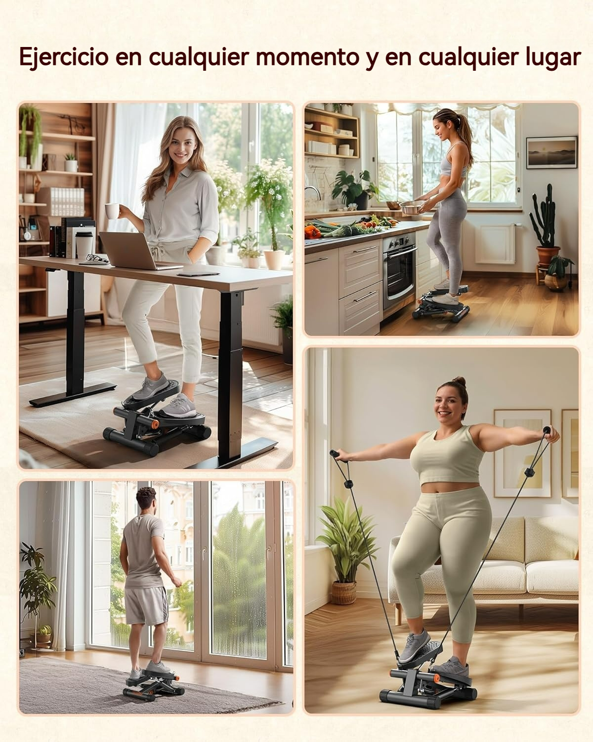 Stepper de entrenamiento compacto con bandas y pantalla LCD