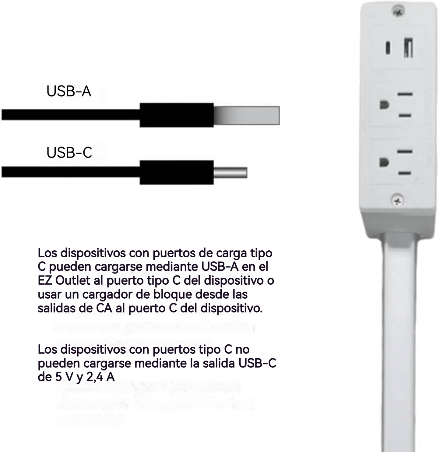 Extensor de toma de corriente con brazo giratorio 180° y puertos USB