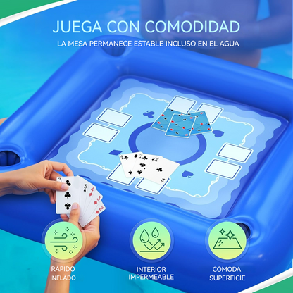 Mesa flotante multiuso con cartas impermeables y portavasos
