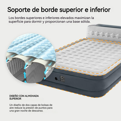 Colchón inflable Queen con cabecera y bomba eléctrica integrada