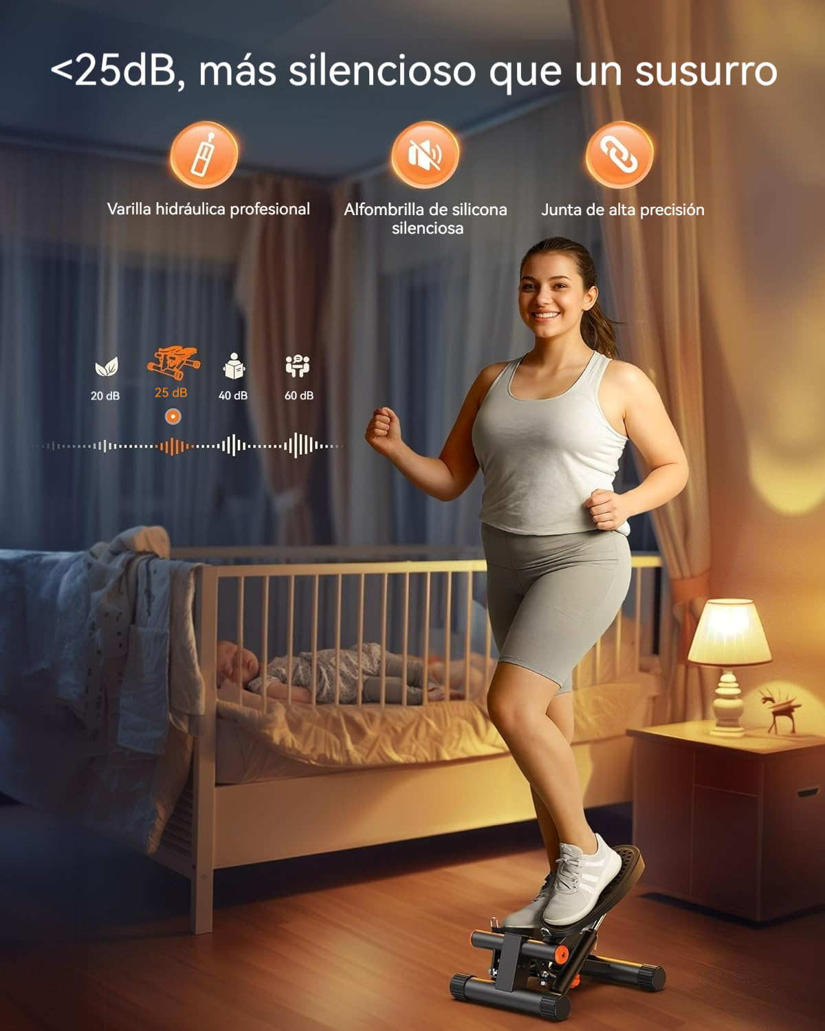 Stepper de entrenamiento compacto con bandas y pantalla LCD