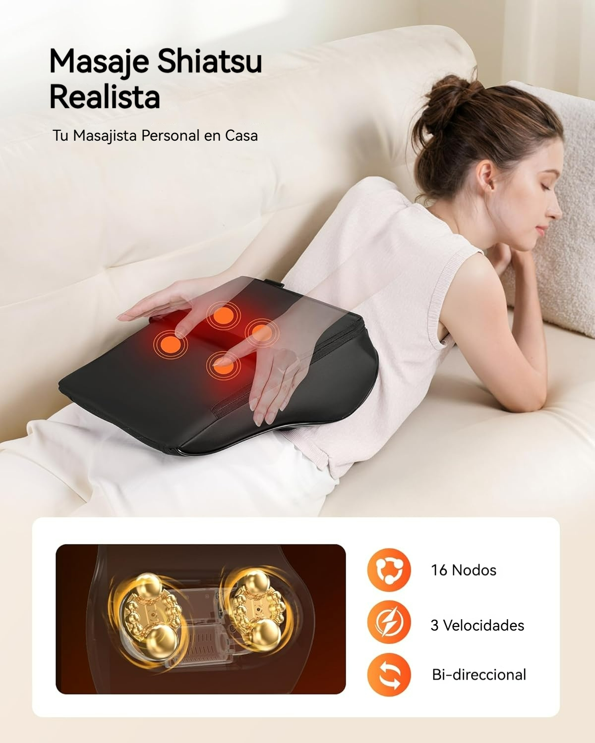 Almohada Masajeadora Shiatsu con Rotación 3D