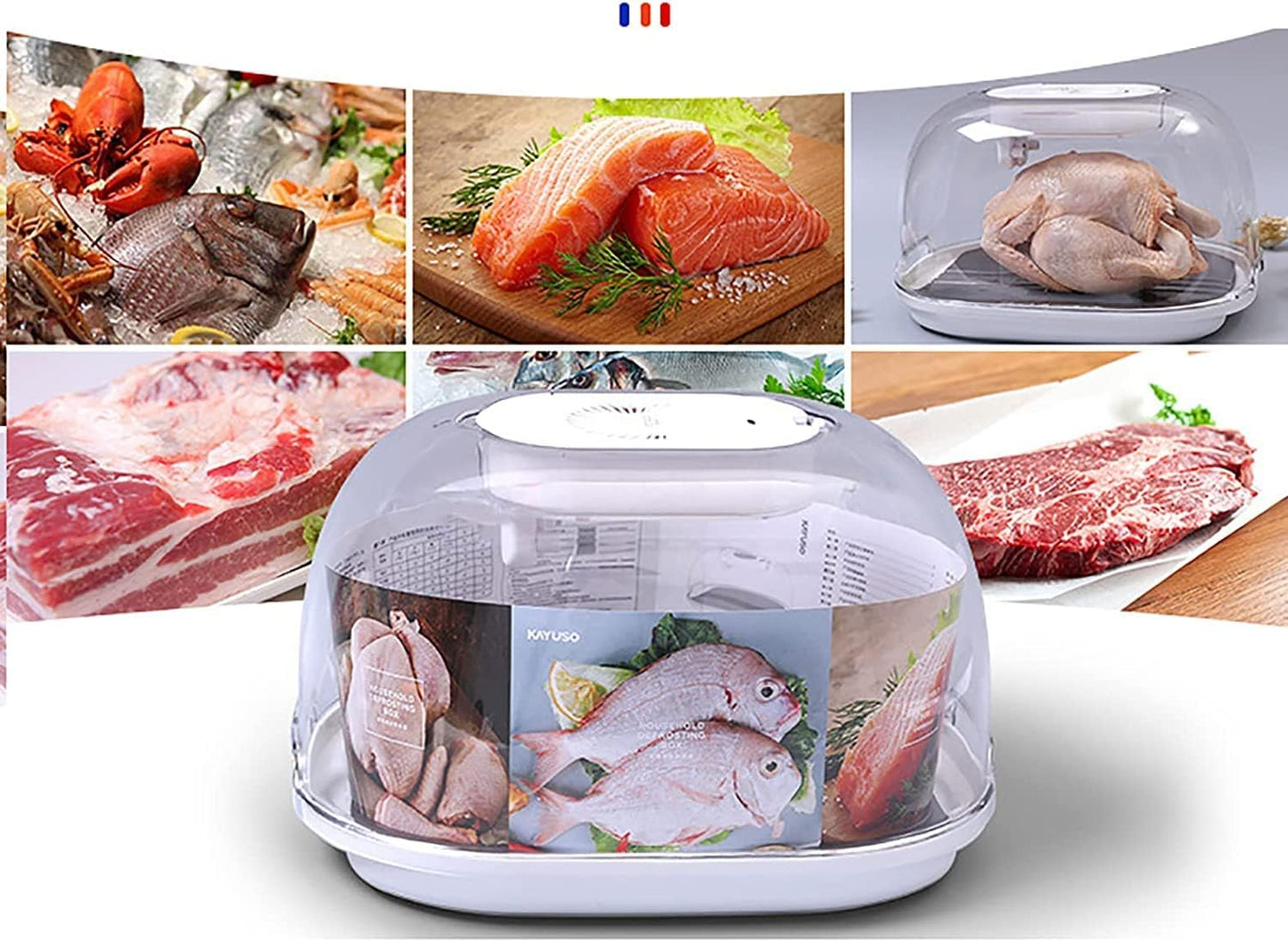 Bandeja de descongelación rápida con sistema ultrasónico 3D y bandeja de goteo