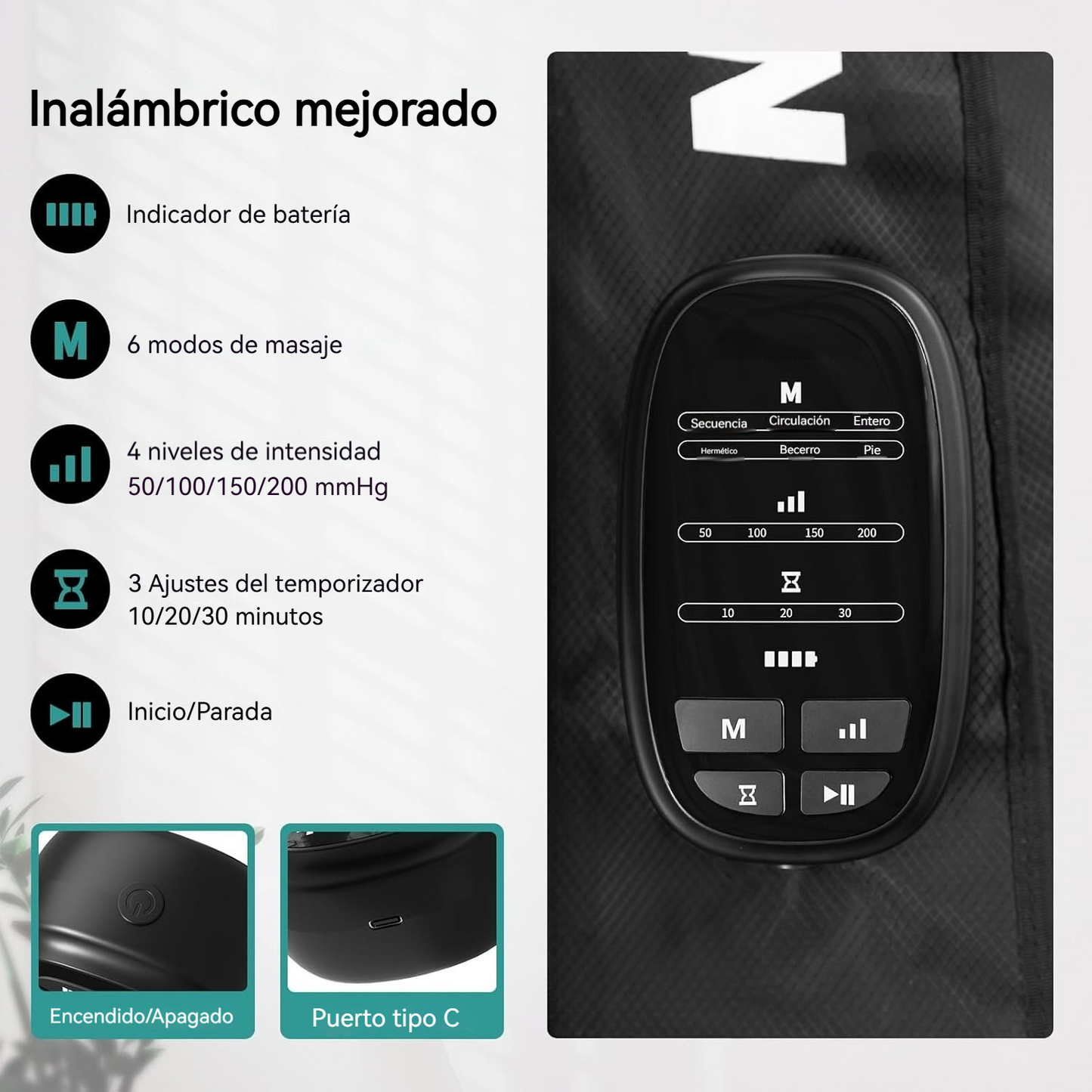 Masajeador Inalámbrico para Piernas con Compresión de Aire