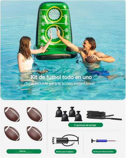 Juego inflable de fútbol para piscina con redes dobles y balones incluidos