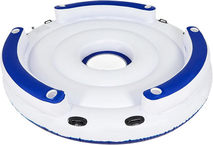 Isla flotante de dosel para piscina con soporte ergonómico y zona refrescante