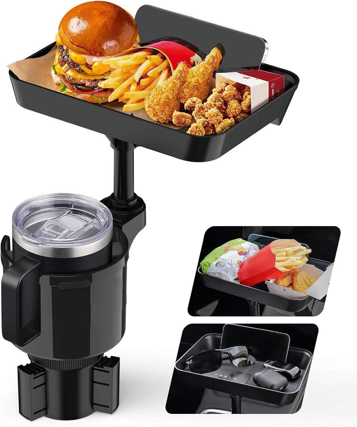 Bandeja de Comida Giratoria con Portavasos para Coche
