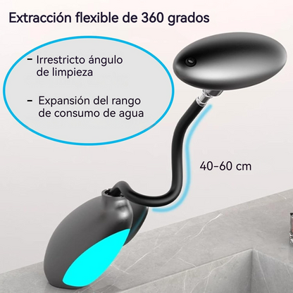 Grifo monomando LED con boquilla giratoria 360° y manguera extensible