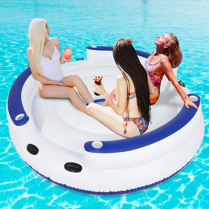 Isla flotante de dosel para piscina con soporte ergonómico y zona refrescante