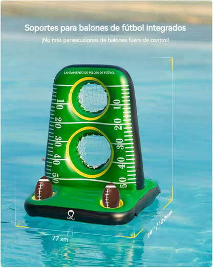 Juego inflable de fútbol para piscina con redes dobles y balones incluidos