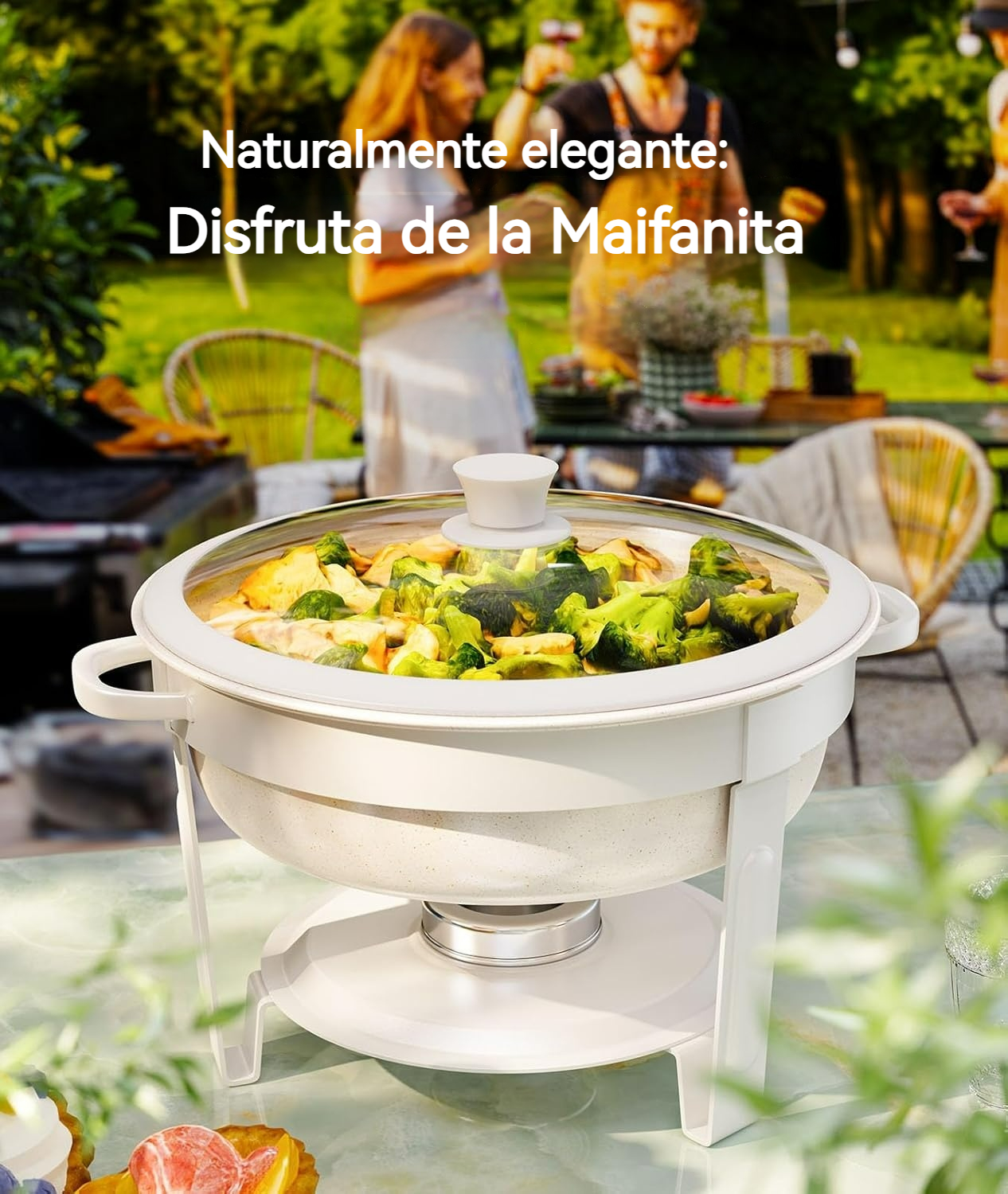 Platos calentadores con revestimiento de maifanita y diseño ecológico elegante x4
