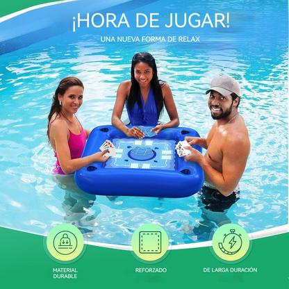 Mesa flotante multiuso con cartas impermeables y portavasos