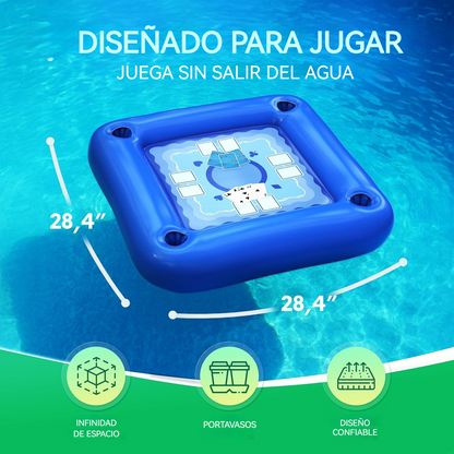 Mesa flotante multiuso con cartas impermeables y portavasos