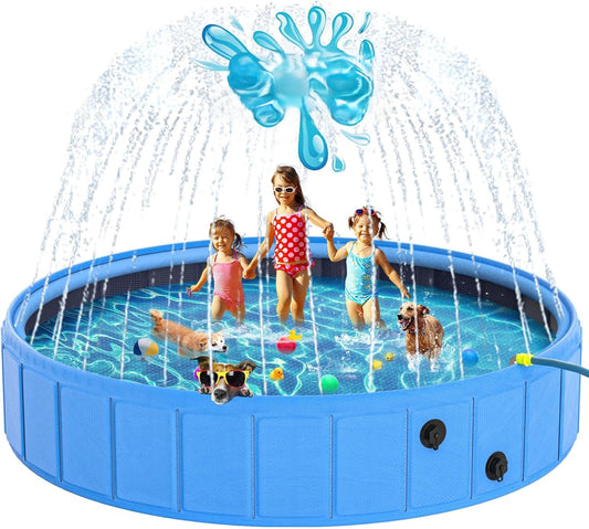 Piscina plegable para mascotas con fuente integrada y diseño multifuncional