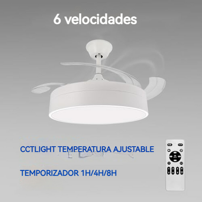 Ventilador de techo silencioso, compacto y con luz LED regulable