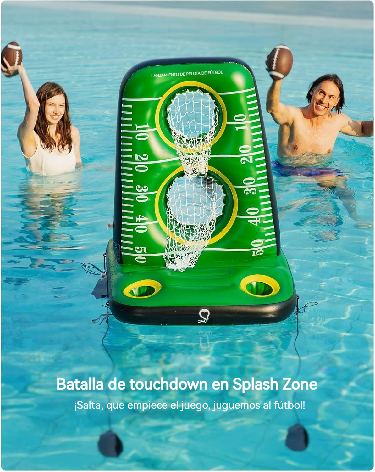 Juego inflable de fútbol para piscina con redes dobles y balones incluidos