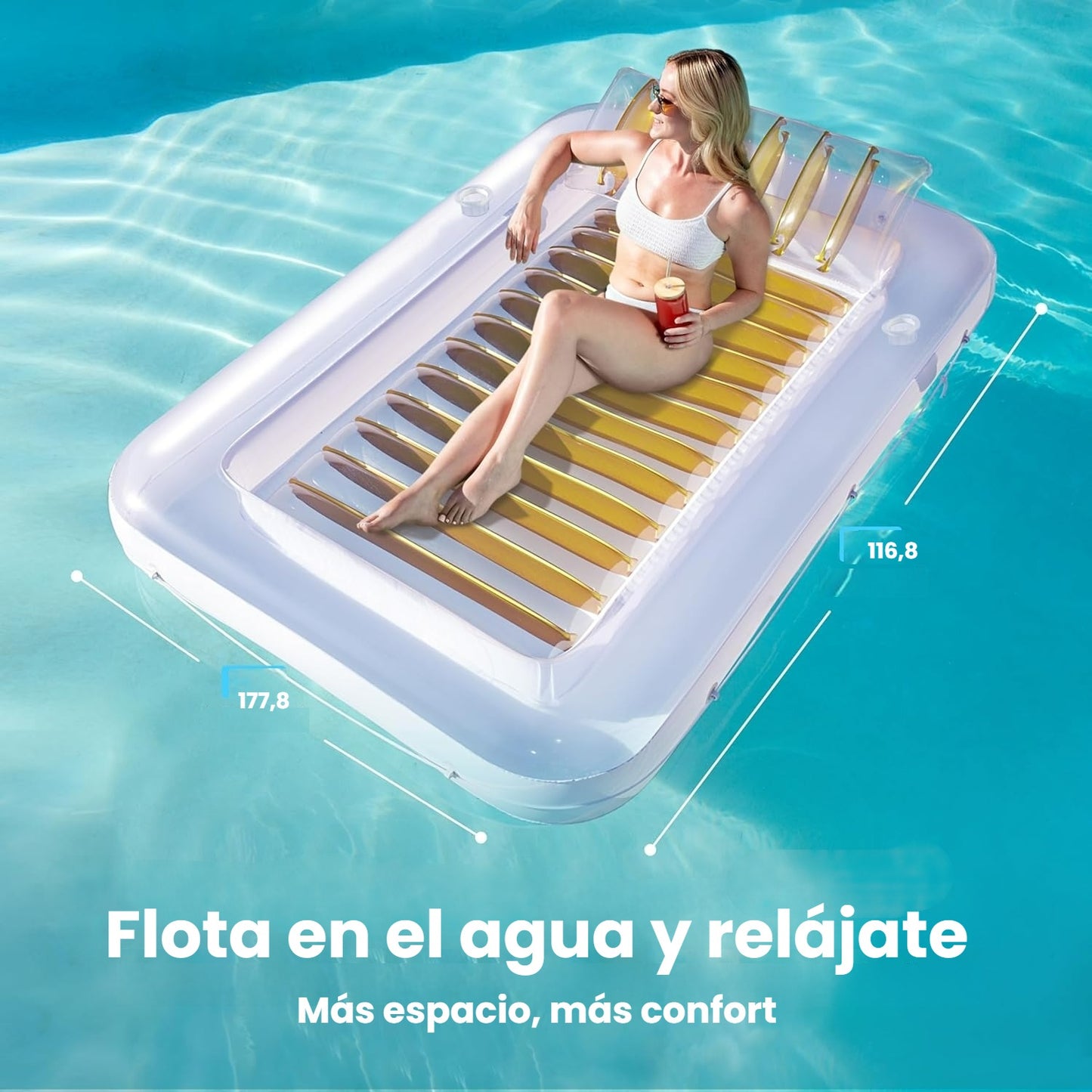 Cama flotante Sol Deluxe – Tu oasis flotante para el verano
