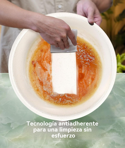 Platos calentadores con revestimiento de maifanita y diseño ecológico elegante x4