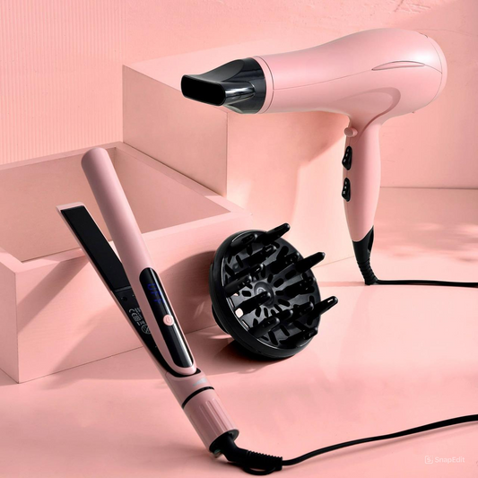 Set Secador y Plancha de Pelo Rosa