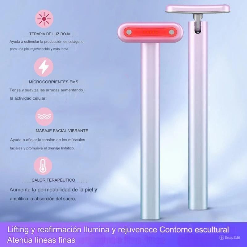 Masajeador Facial Varita 4 en 1 con Terapia de Luz Roja LED